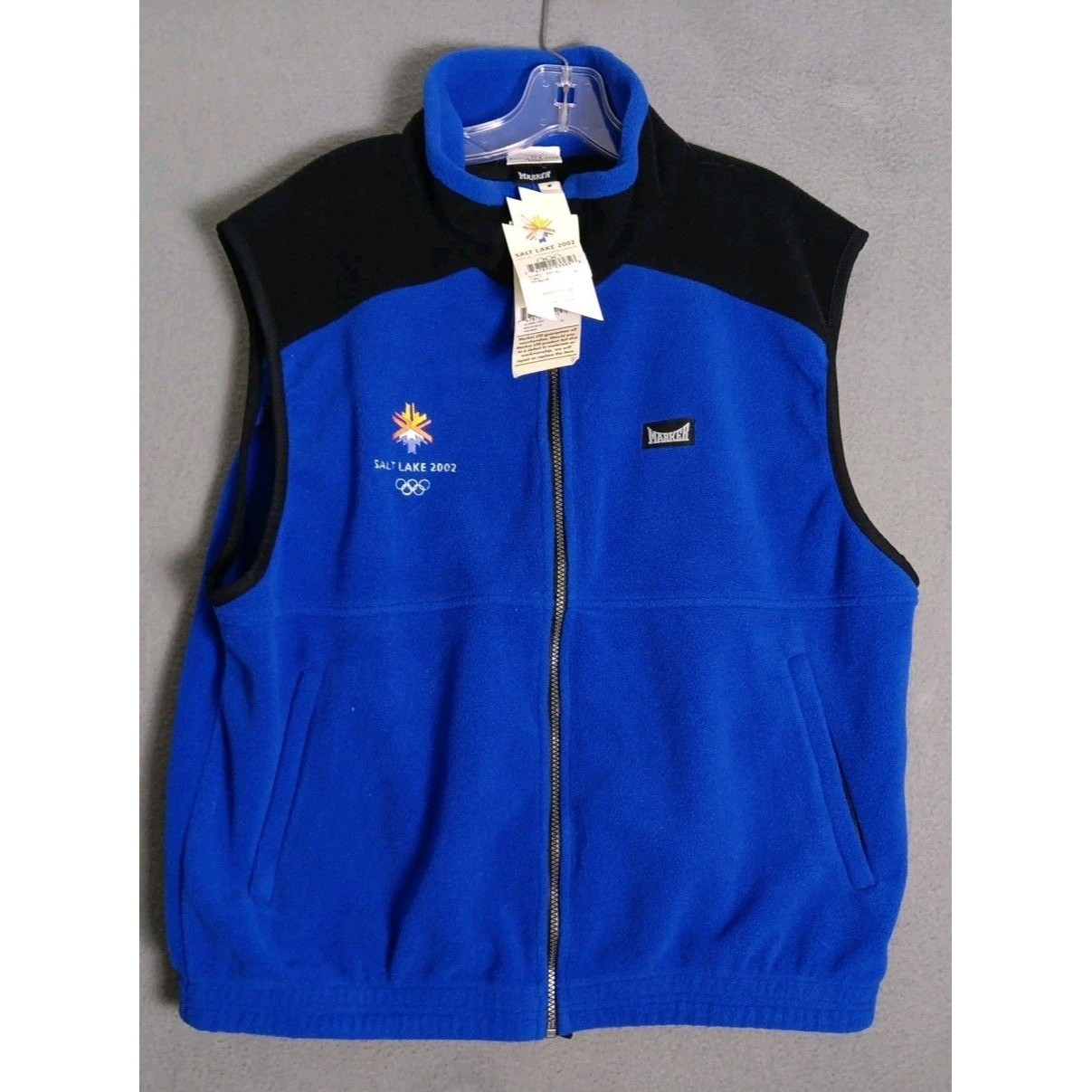 Vintage 2002 Salt Lake City Olympics Marker Fleece Vest Jacket -Xl- --Nos-Cobalt